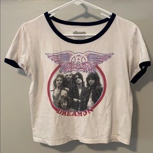 White Aerosmith Dream On cropped t-shirt